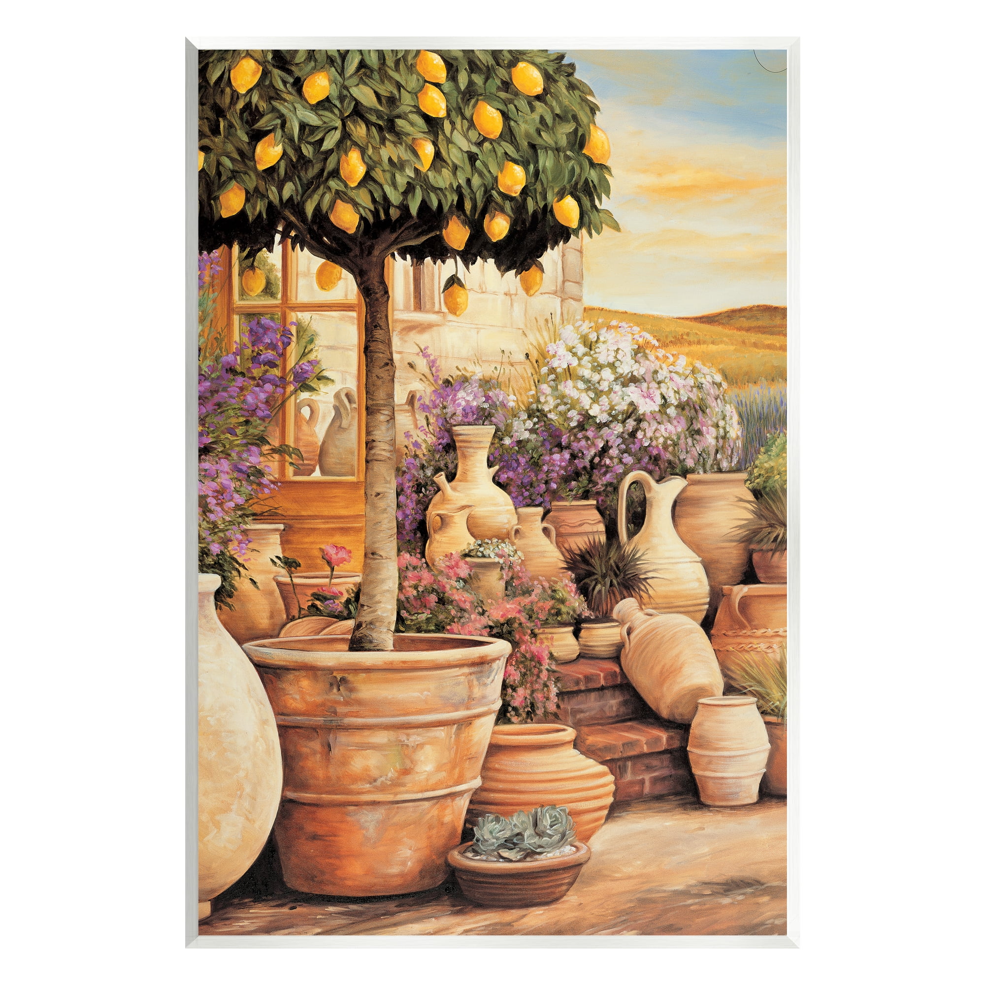 Stupell Industries Lemon Tree on Patio Nature Painting Unframed Art Print Wall Art, 13 x 19