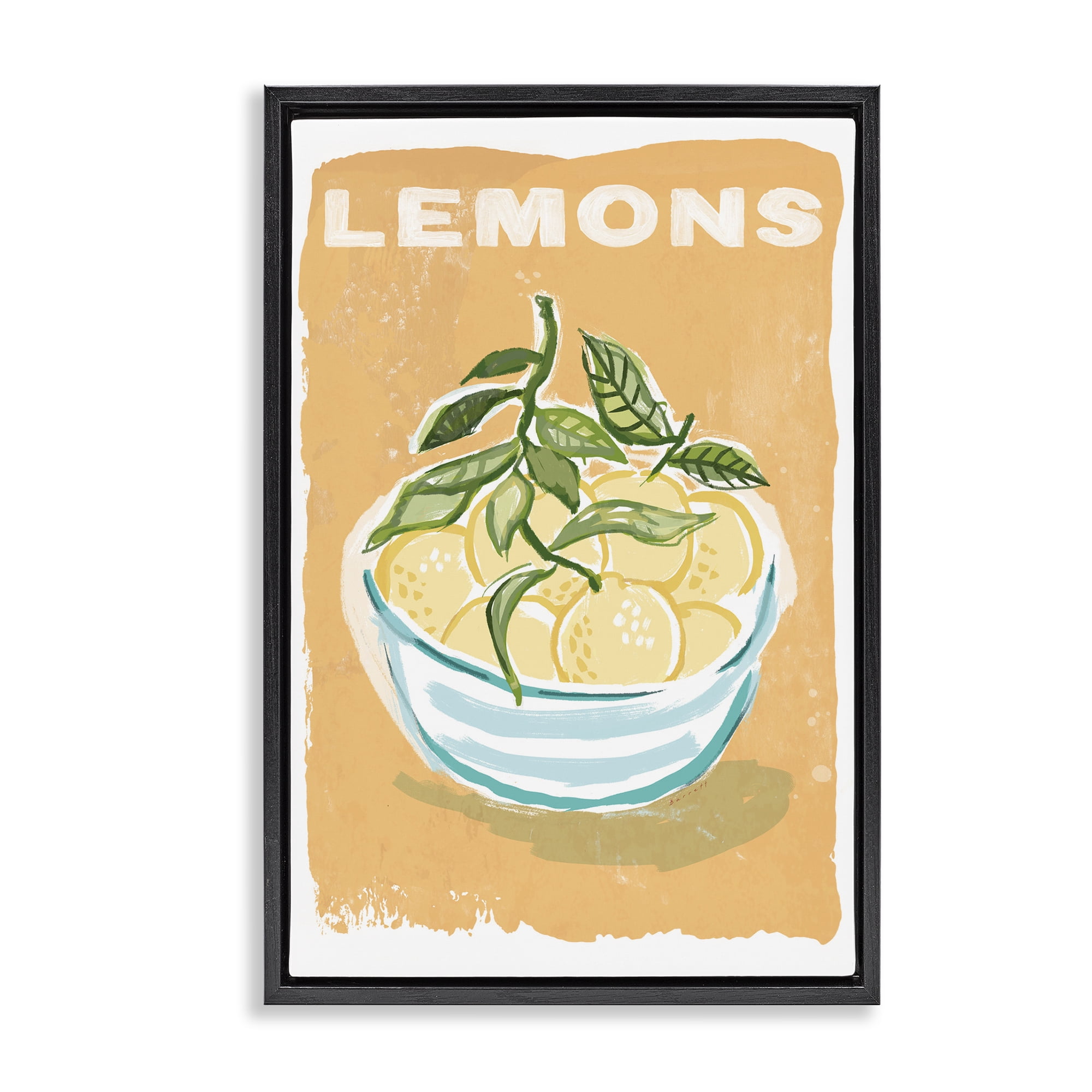 Stupell Industries Lemon Twist Motif Black Framed Floater Canvas Wall Art, design by Chad Barrett