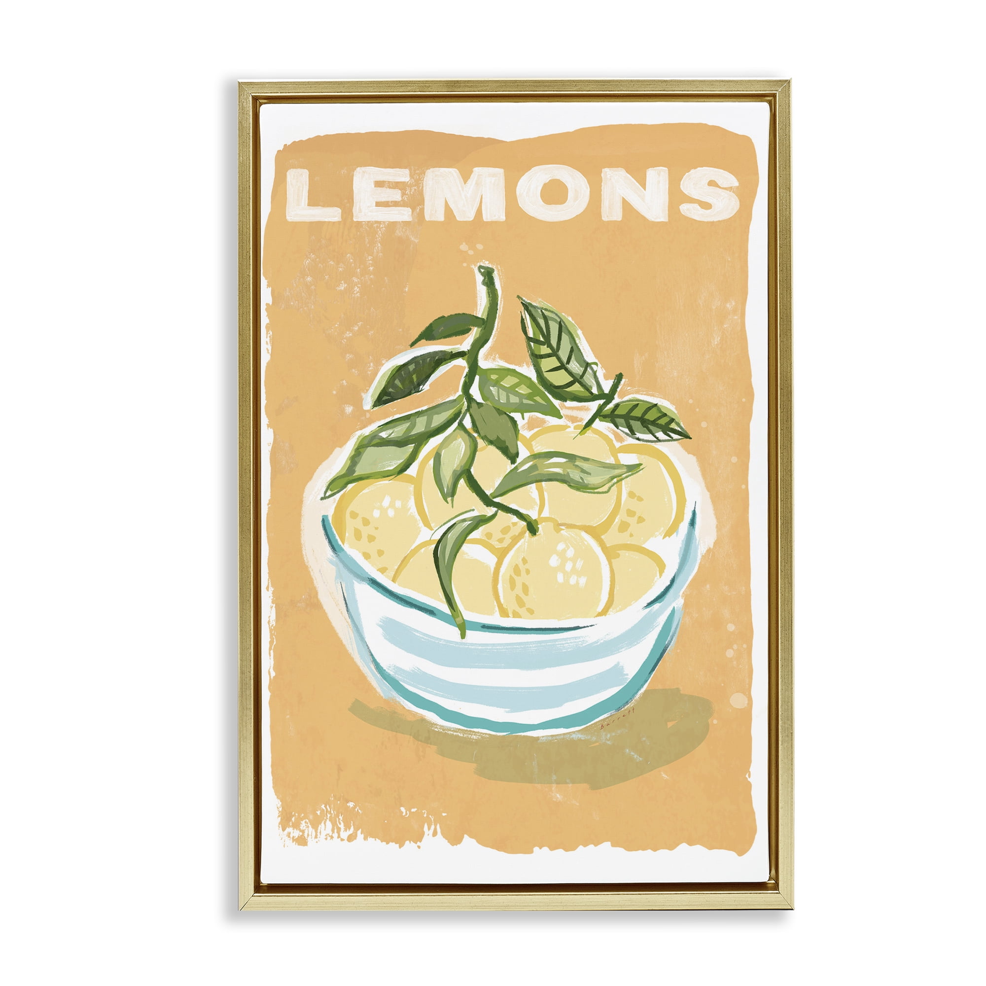 Stupell Industries Lemon Twist Motif Gold Framed Floater Canvas Wall Art, design by Chad Barrett