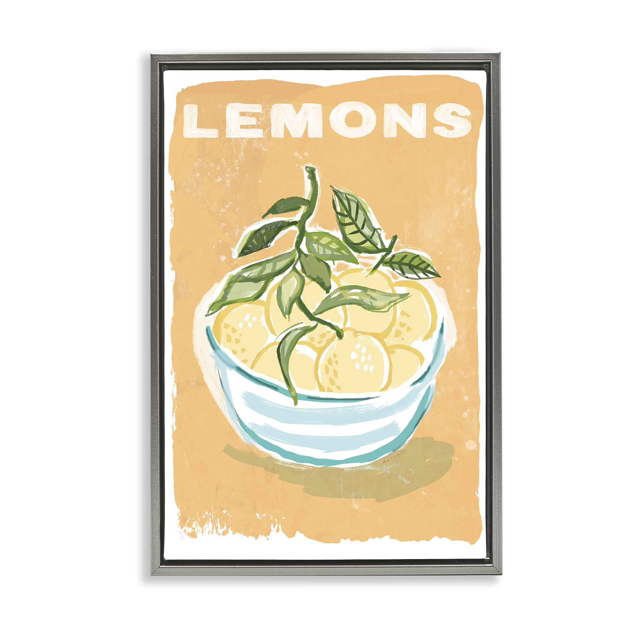 Stupell Industries Lemon Twist Motif Gray Framed Floater Canvas Wall Art, design by Chad Barrett