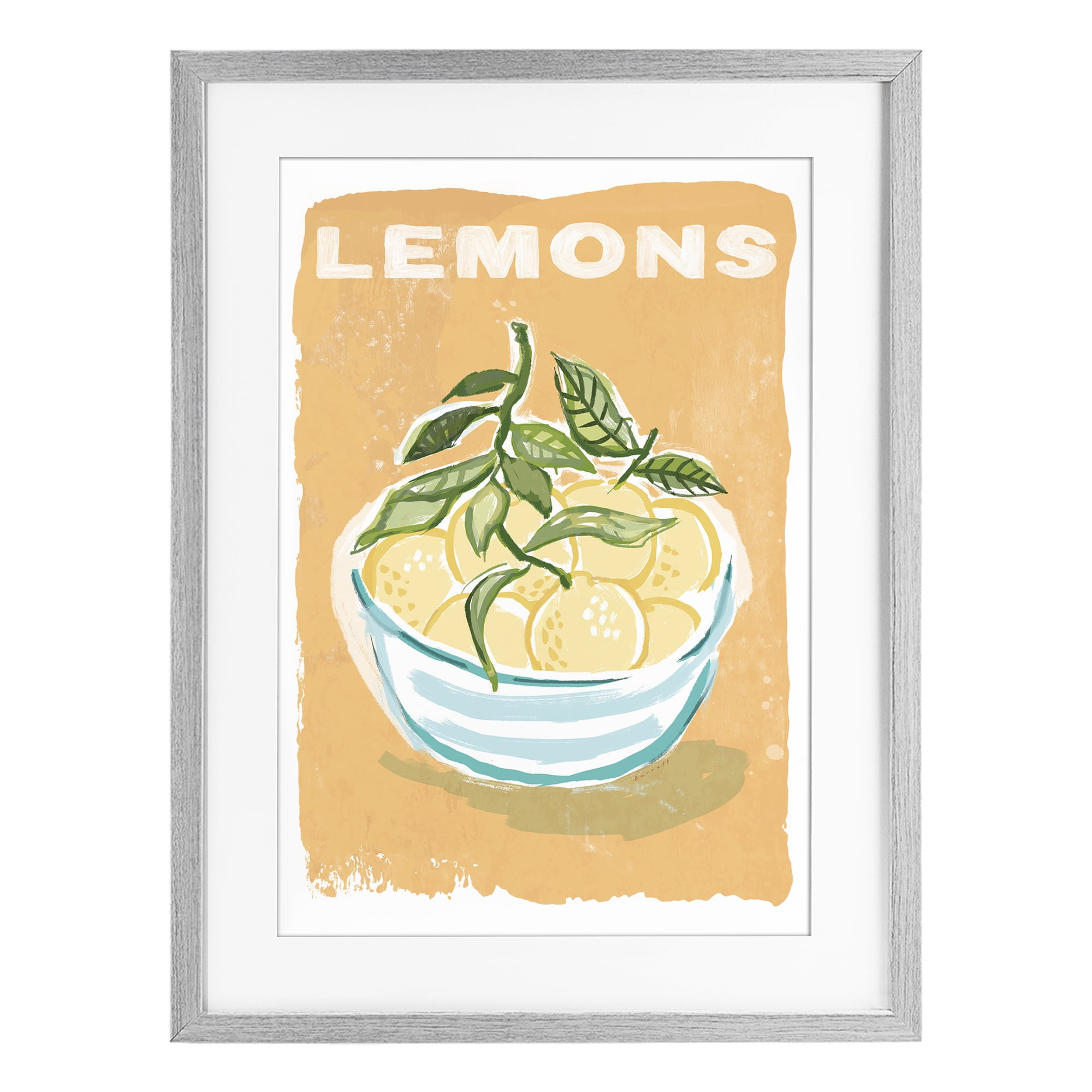 Stupell Industries Lemon Twist Motif Gray Framed Print Under Glass, design by Chad Barrett