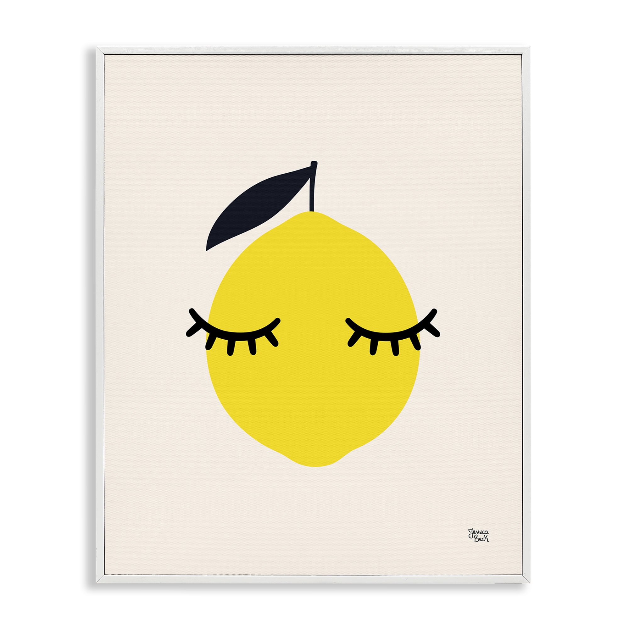 Stupell Industries Lemon with Eyelashes Food & Beverage Painting White Framed Art Print Wall Art, 16 x 20