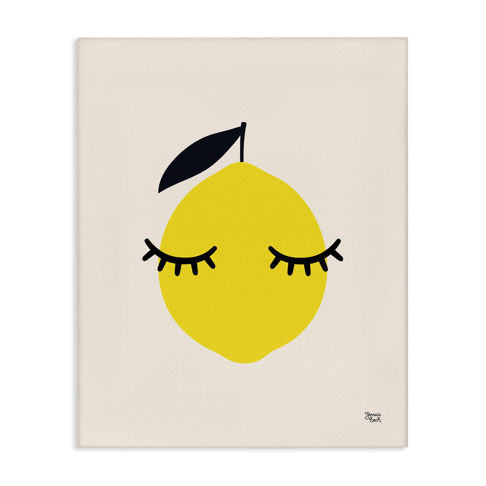 Stupell Industries Lemon with Eyelashes Food & Beverage Painting Wrapped Canvas Art Print Wall Art, 36 x 48