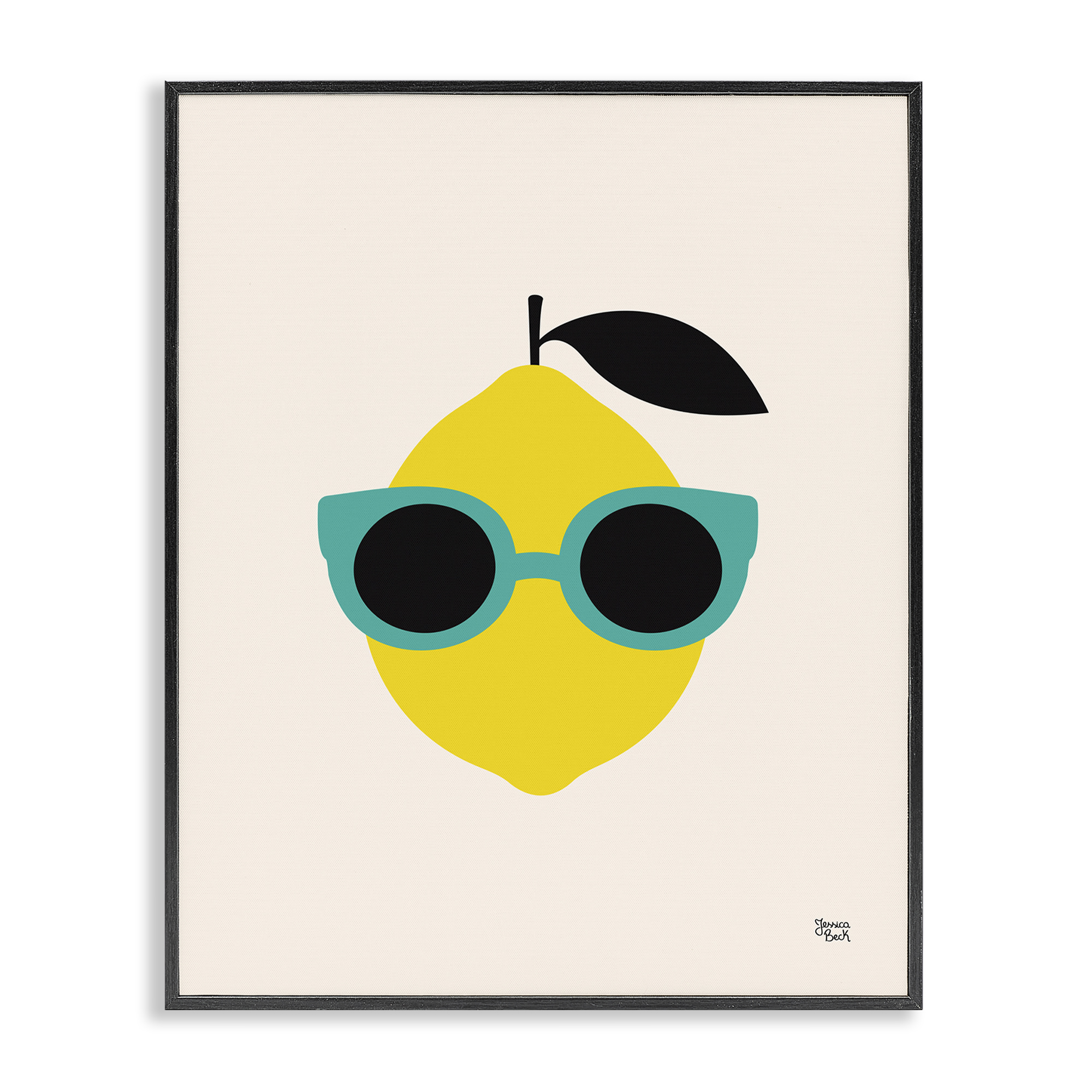 Stupell Industries Lemon with Sunglasses Food & Beverage Painting Black Framed Art Print Wall Art, 24 x 30