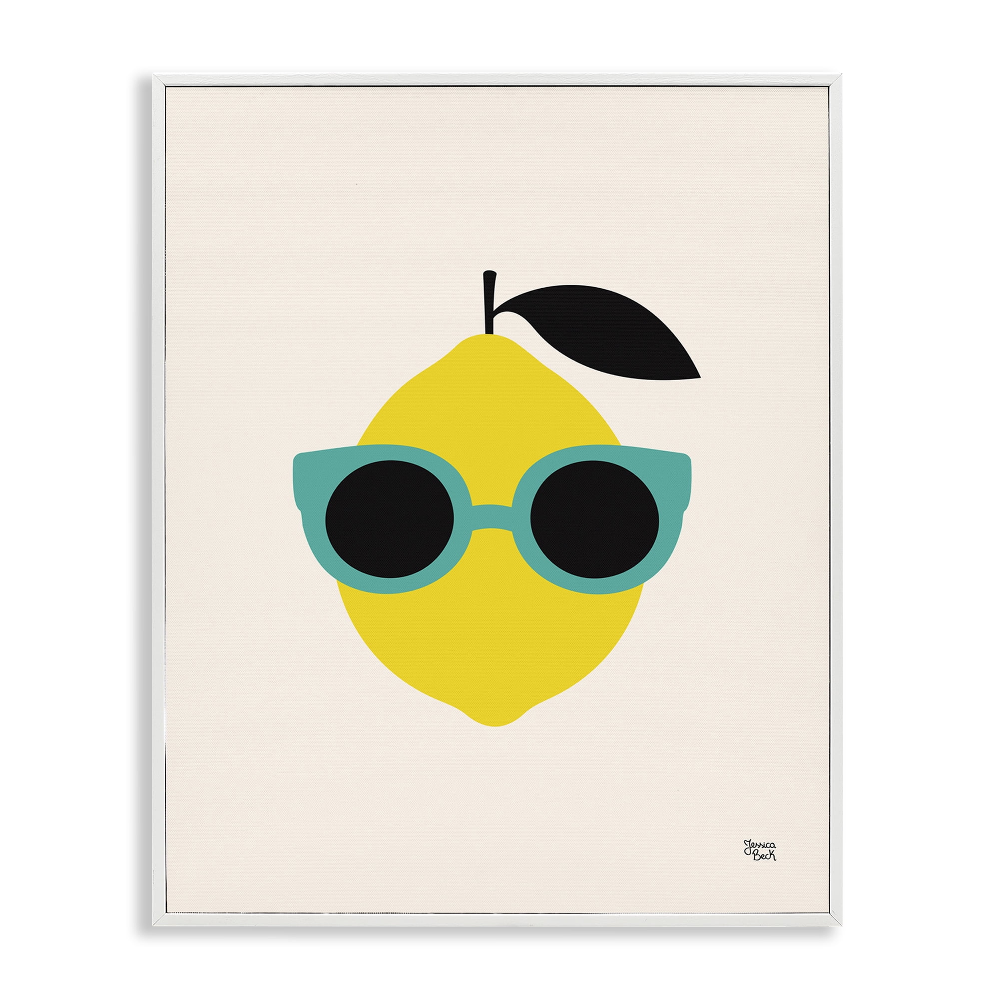 Stupell Industries Lemon with Sunglasses Food & Beverage Painting White Framed Art Print Wall Art, 16 x 20