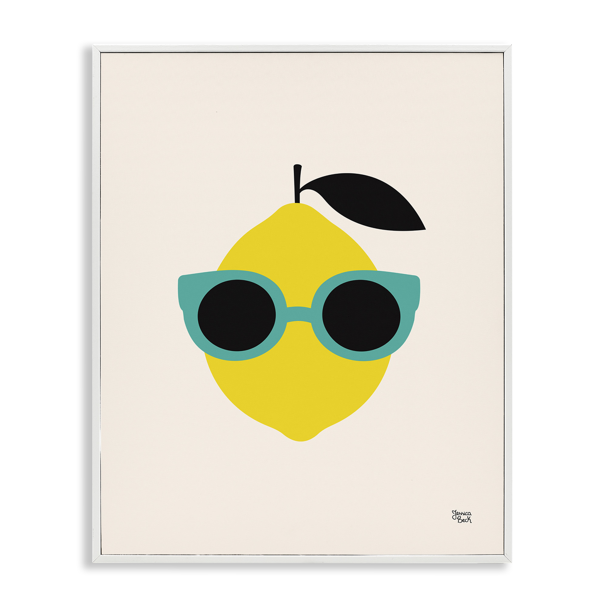 Stupell Industries Lemon with Sunglasses Food & Beverage Painting White Framed Art Print Wall Art, 24 x 30