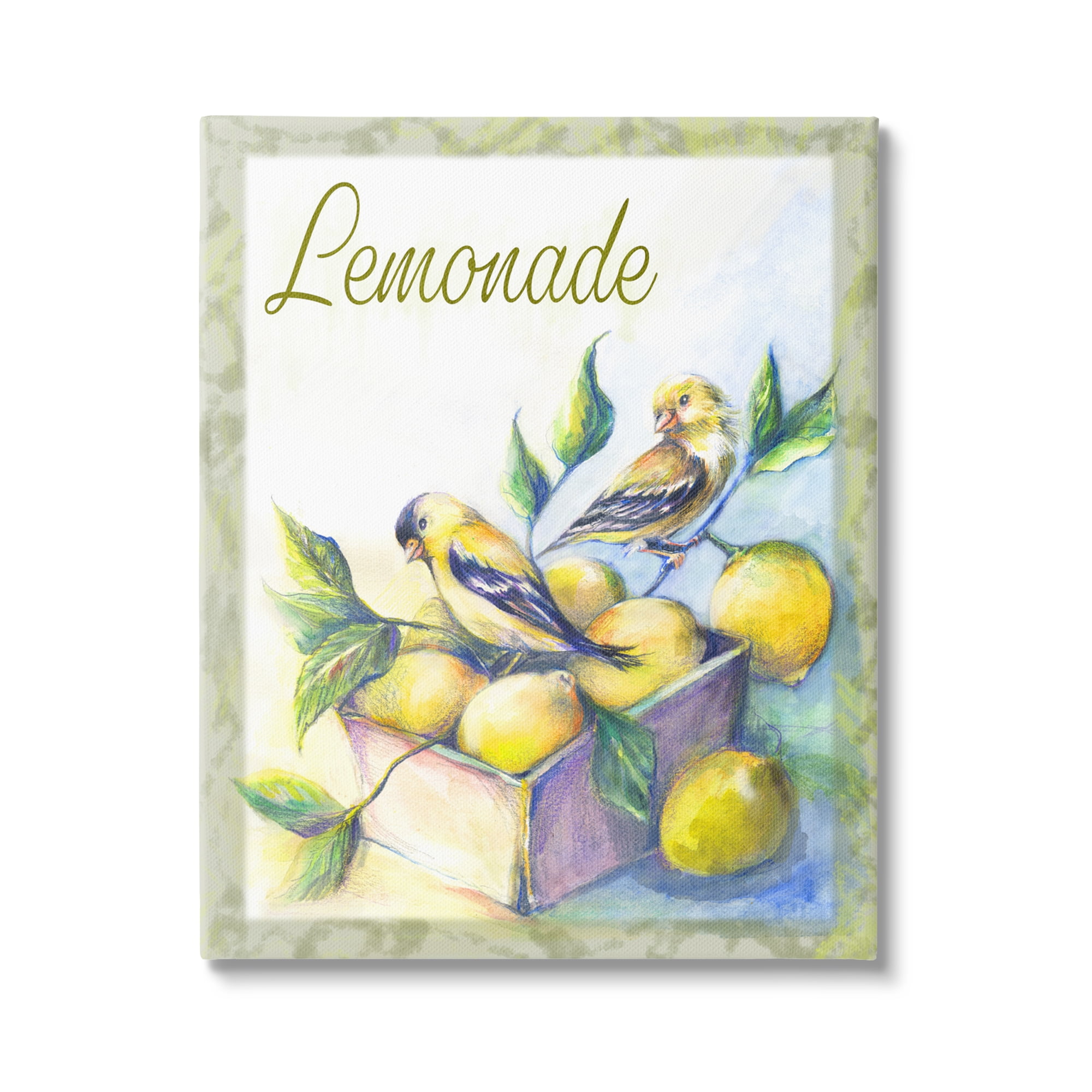Stupell Industries Lemonade Phrase with Canaries Food & Beverage Painting Gallery Wrapped Canvas Art Print Wall Art, 24 x 30