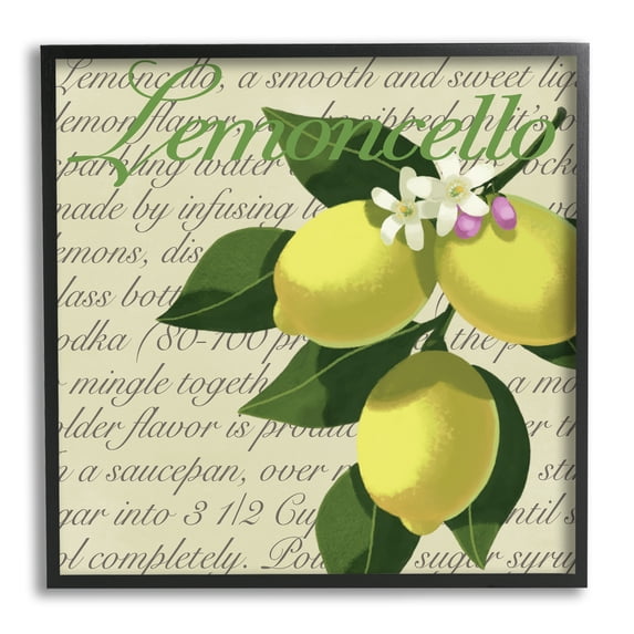 Stupell Industries Lemoncello Text Blooming Floral Lemon Branch Traditional Script, 12 x 12, Designed by Sally Springer Griffith