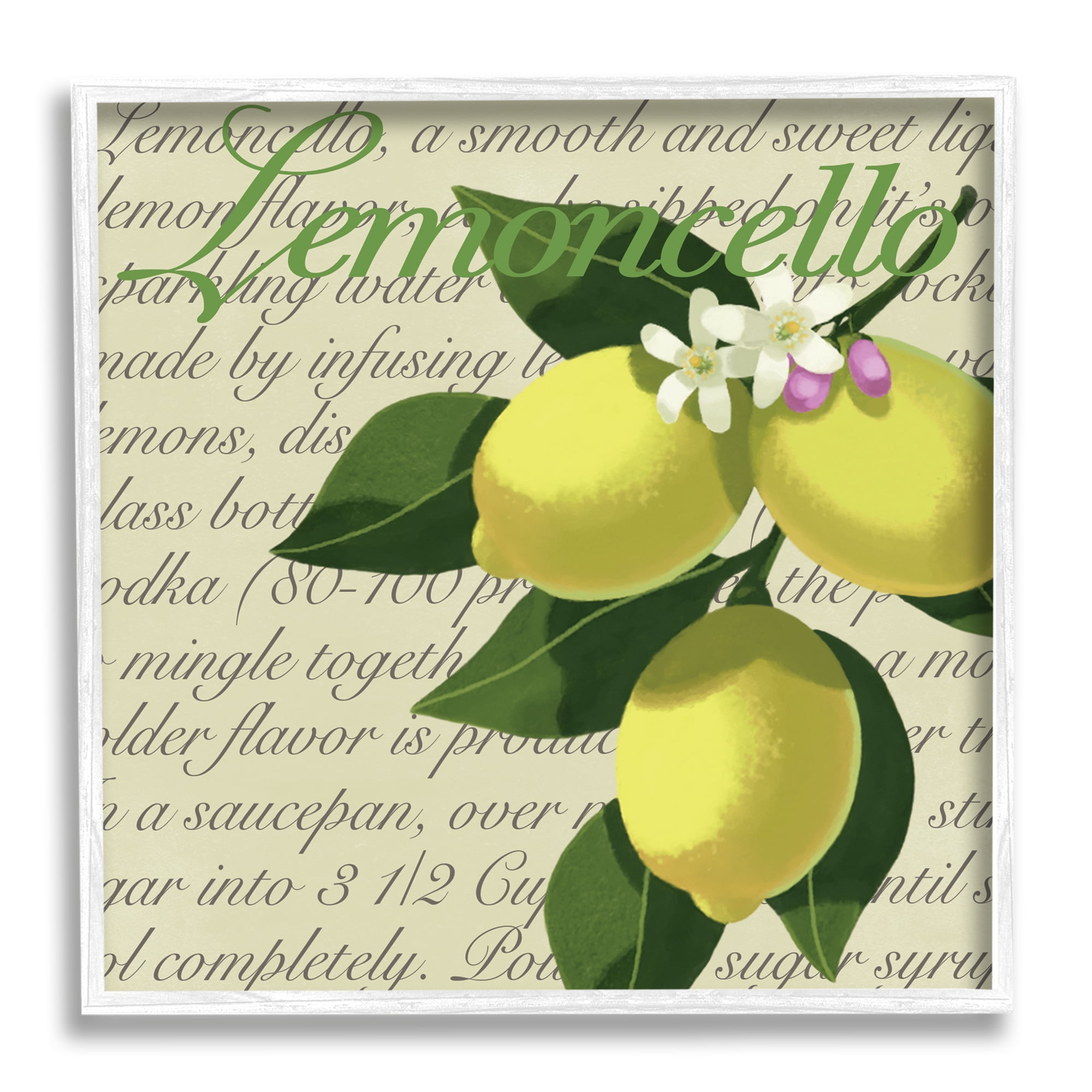 Stupell Industries Lemoncello Text Blooming Floral Lemon Branch Traditional Script, 12 x 12, Designed by Sally Springer Griffith
