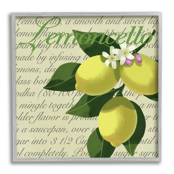 Stupell Industries Lemoncello Text Blooming Floral Lemon Branch Traditional Script, 24 x 24, Designed by Sally Springer Griffith