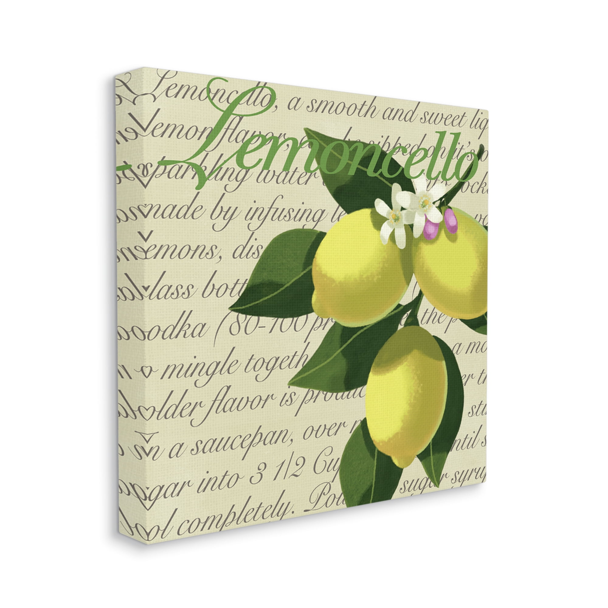 Stupell Industries Lemoncello Text Blooming Floral Lemon Branch Traditional Script, 36 x 36, Designed by Sally Springer Griffith