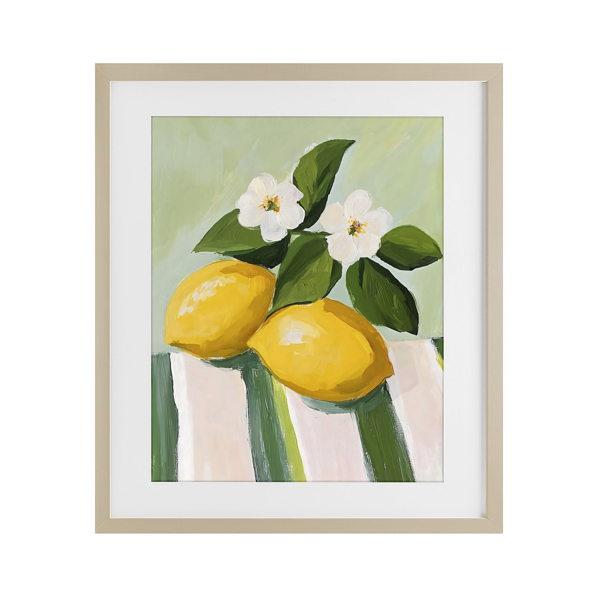 Stupell Industries Lemons And Daisies on Tablecloth Birch Framed Print Under Glass, design by The Prints Vibe