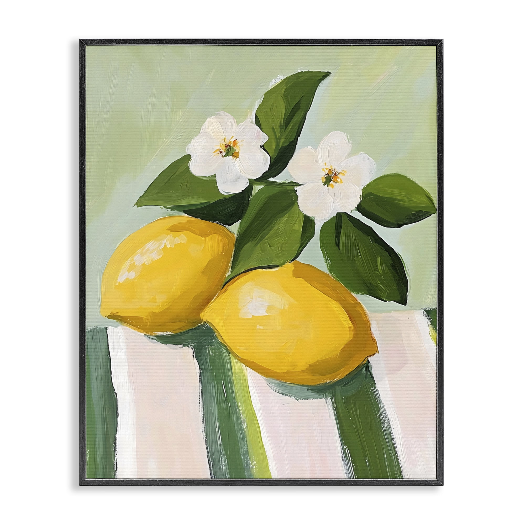 Stupell Industries Lemons And Daisies on Tablecloth Black Framed Giclee Art, design by The Prints Vibe