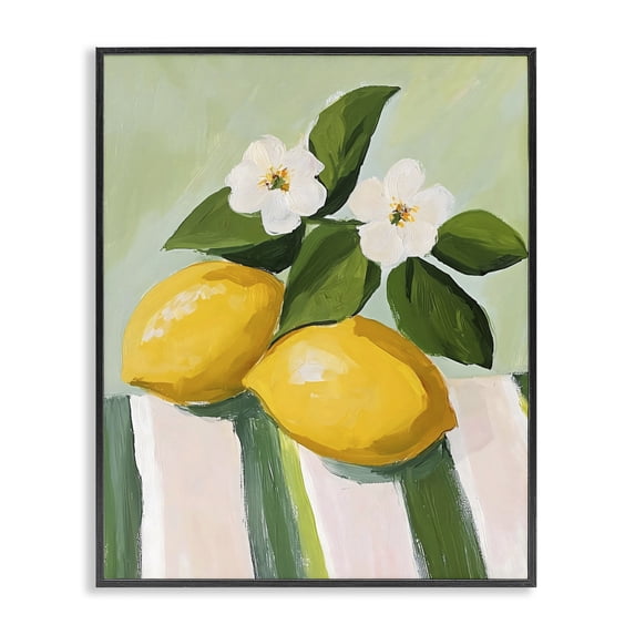Stupell Industries Modern Lemons And Daisies on Tablecloth Black Framed Giclee Art, 11 x 14, by The Prints Vibe
