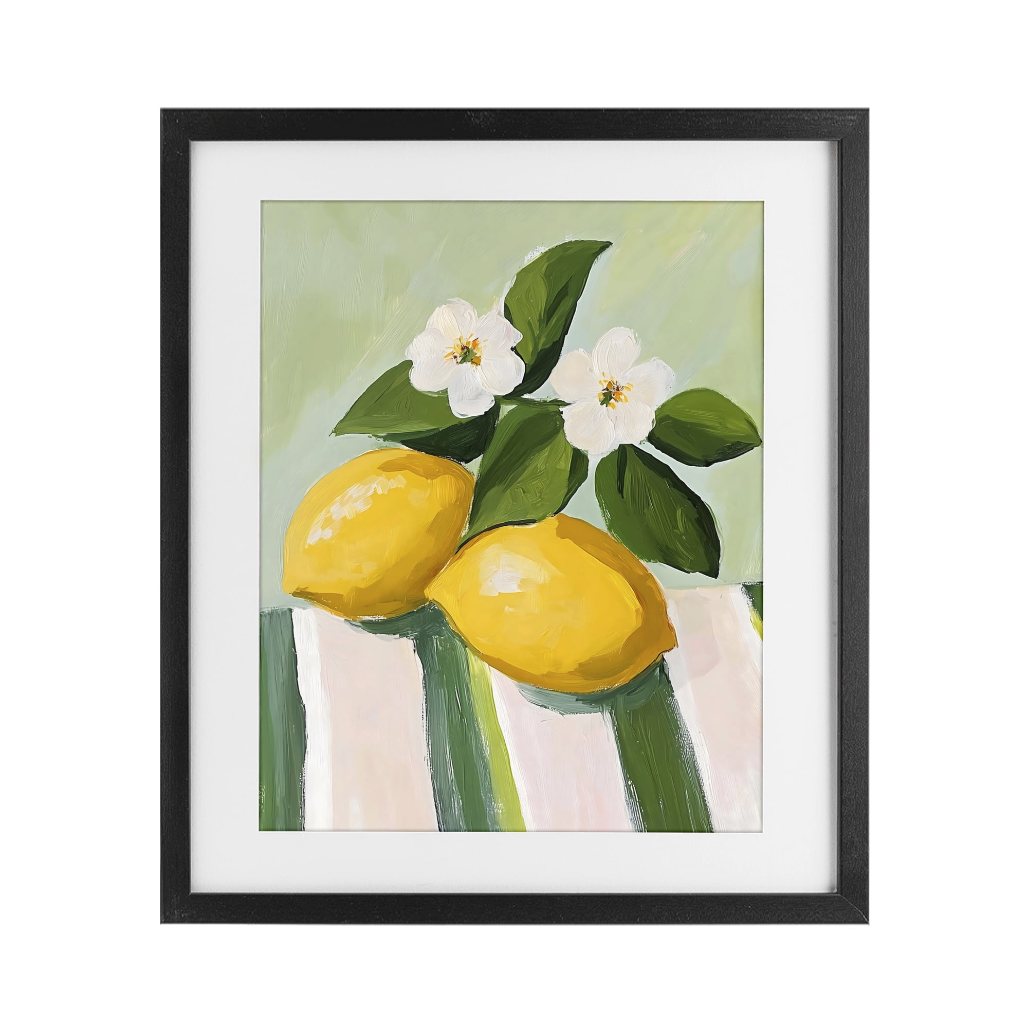Stupell Industries Lemons And Daisies on Tablecloth Black Framed Print Under Glass, design by The Prints Vibe