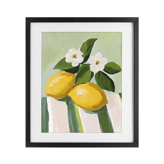 Stupell Industries Modern Lemons And Daisies on Tablecloth Black Framed Print Under Glass, 13 x 16, by The Prints Vibe