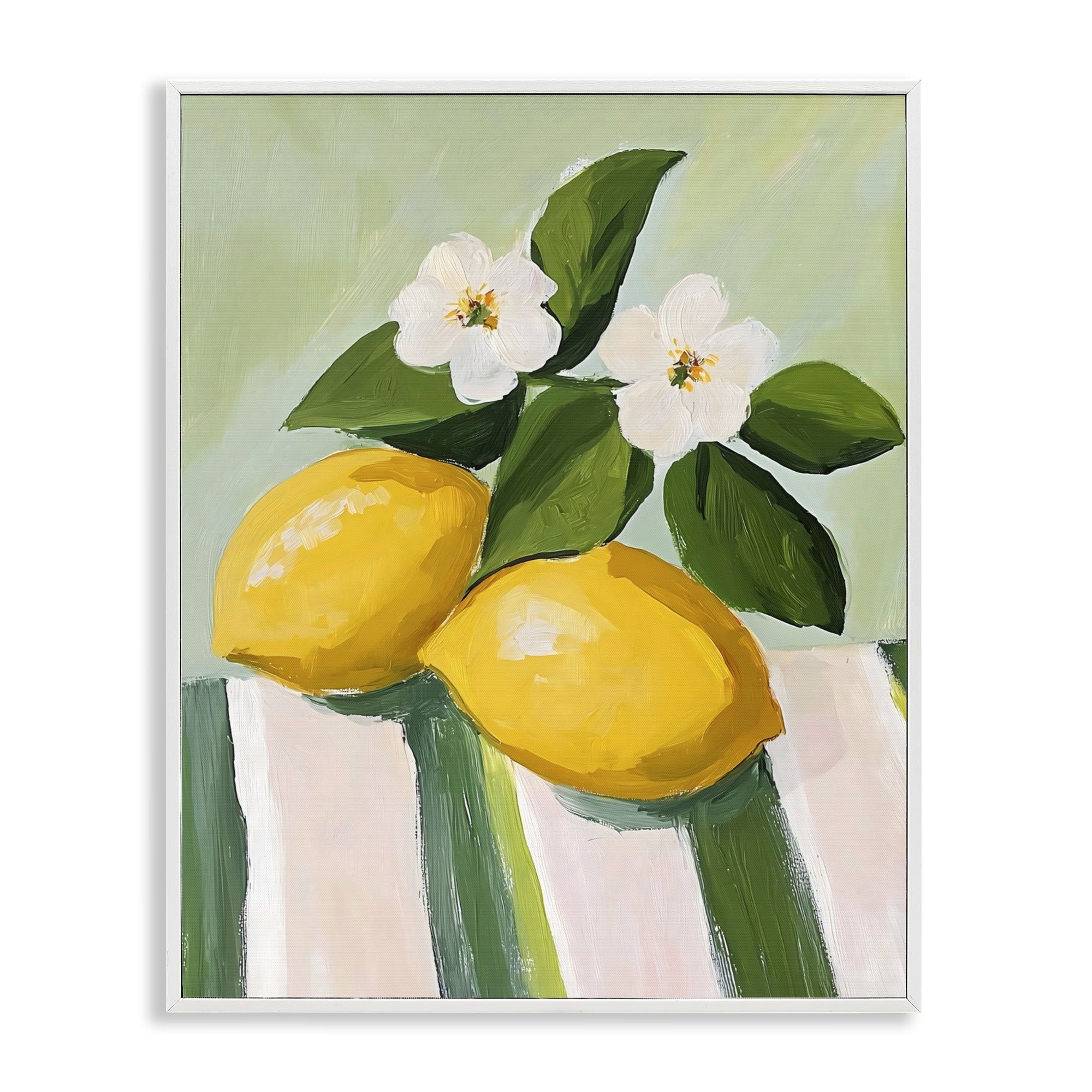 Stupell Industries Lemons And Daisies on Tablecloth White Framed Giclee Art, design by The Prints Vibe