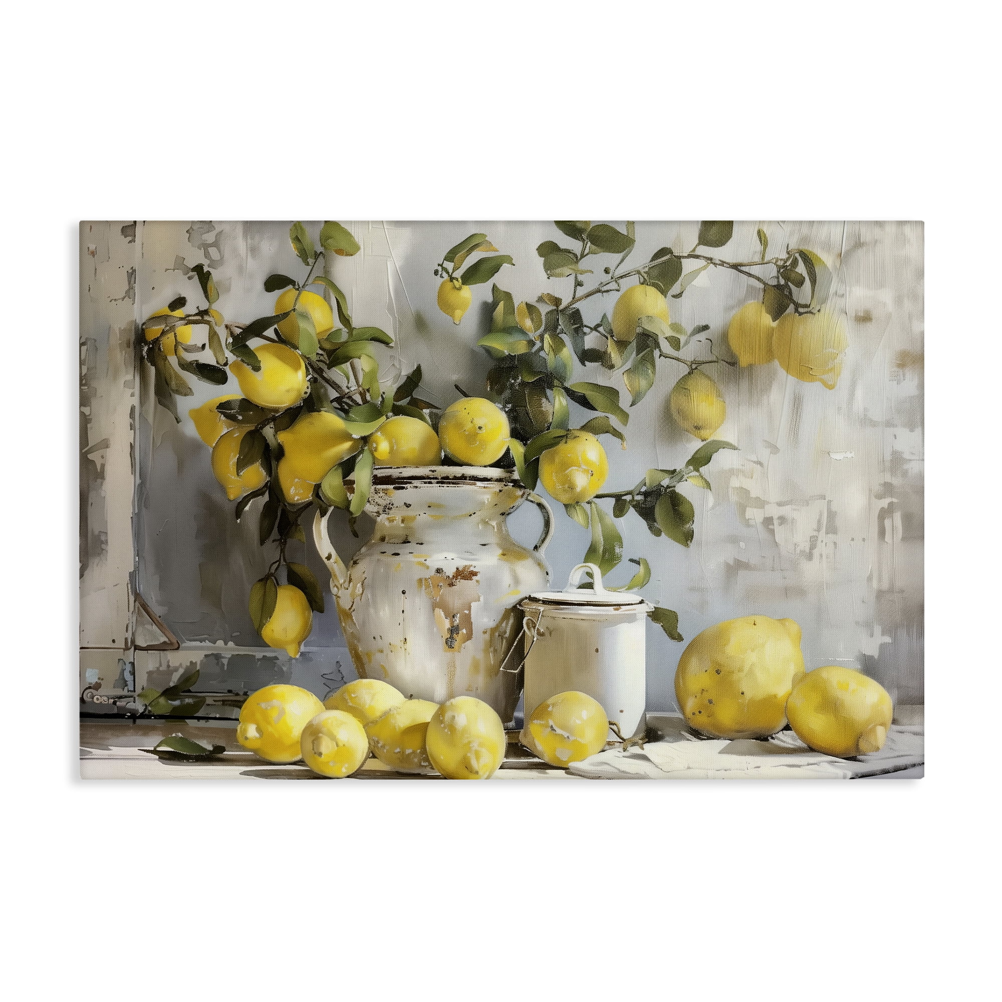 Stupell Industries Lemons & Canisters Still Life Food & Beverage Painting Wrapped Canvas Art Print Wall Art, 30 x 20