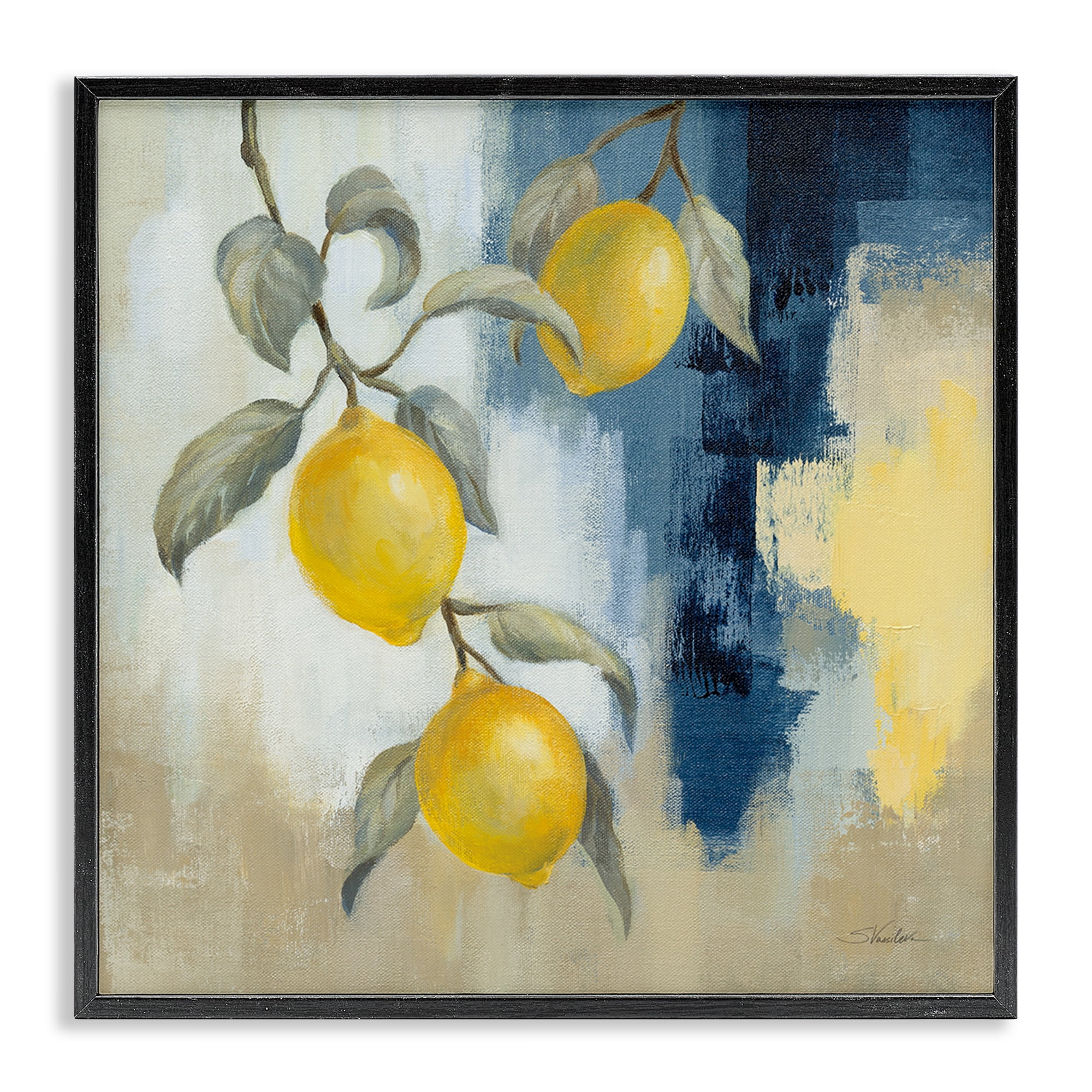 Stupell Industries Lemons From South Food & Beverage Painting Black Framed Art Print Wall Art, 24 x 24