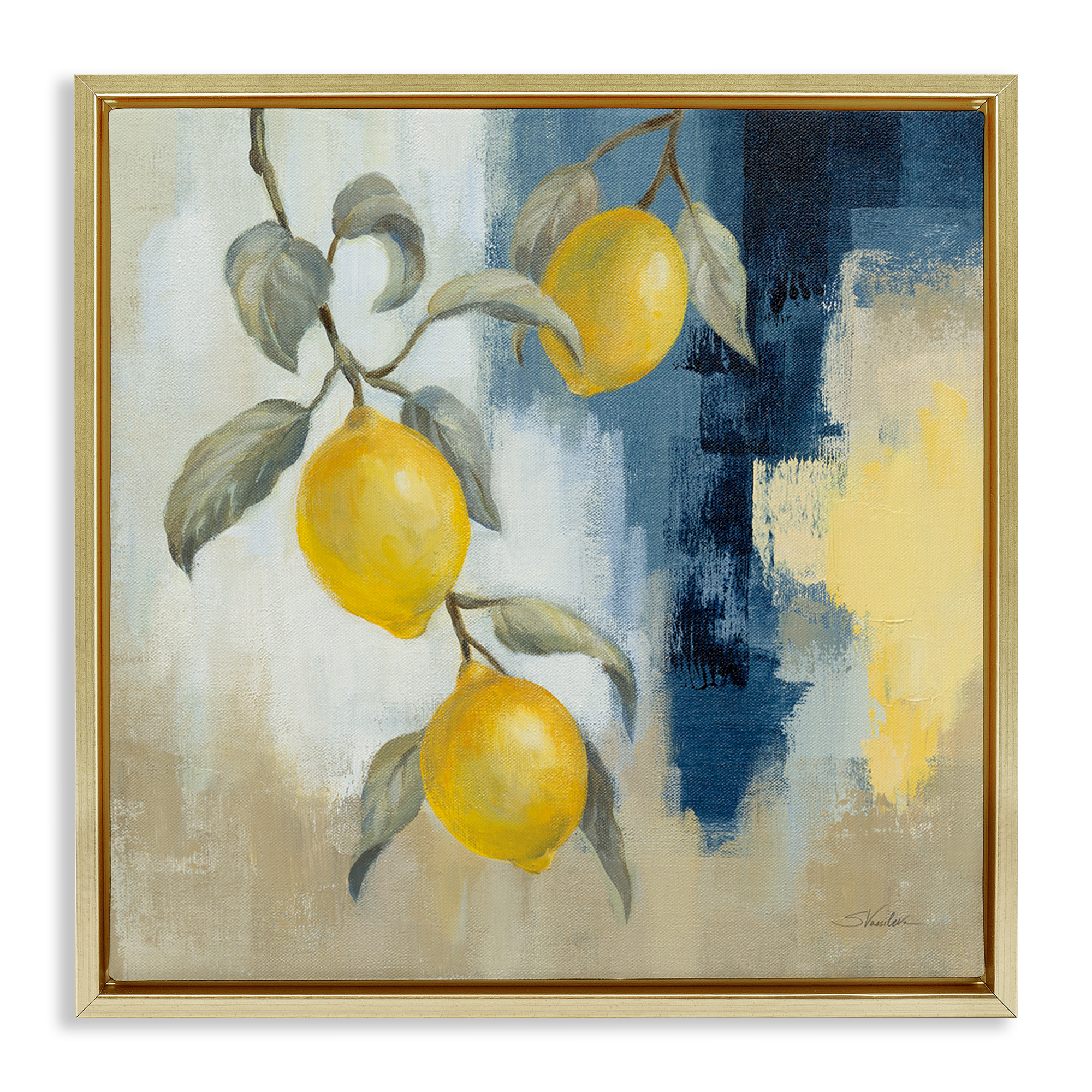 Stupell Industries Lemons From South Food & Beverage Painting Gold Floater Framed Canvas Art Print Wall Art, 18 x 18