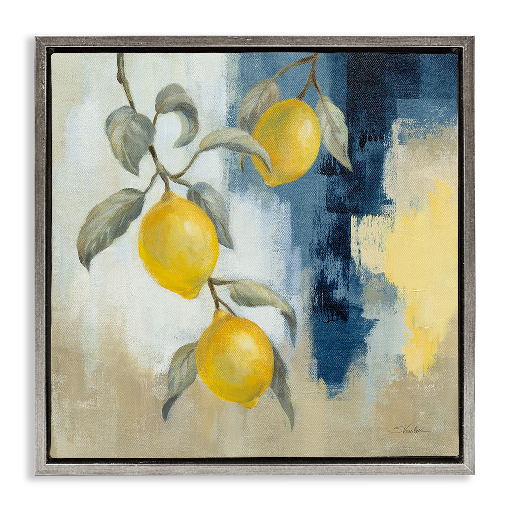 Stupell Industries Lemons From South Food & Beverage Painting Gray Floater Framed Canvas Art Print Wall Art, 18 x 18