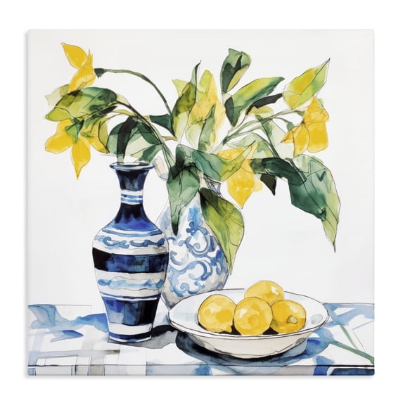 Stupell Industries Cottage Lemons & Leaves Table Setting Canvas Art, 17 x 17, by Ray Powers