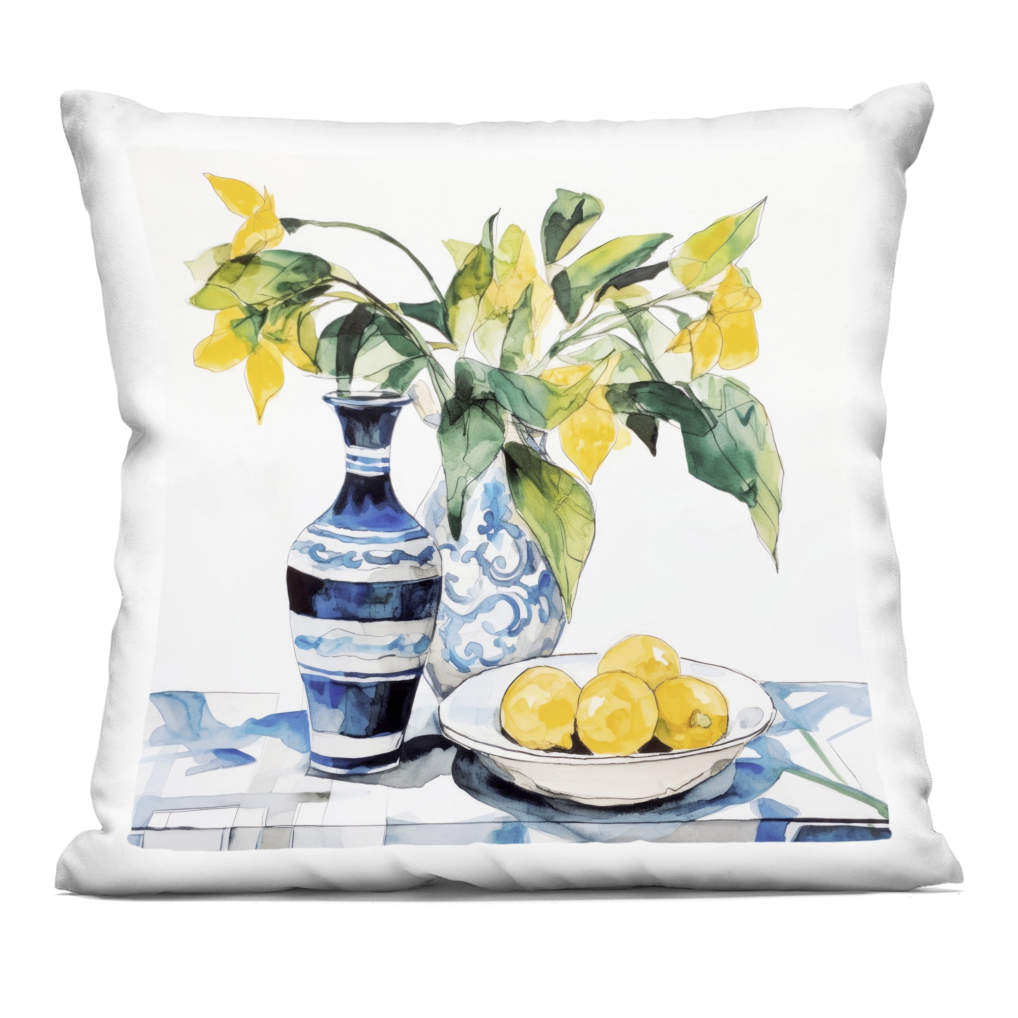 Stupell Industries Lemons & Leaves Table Setting Decorative Printed Throw Pillow, design by Ray Powers
