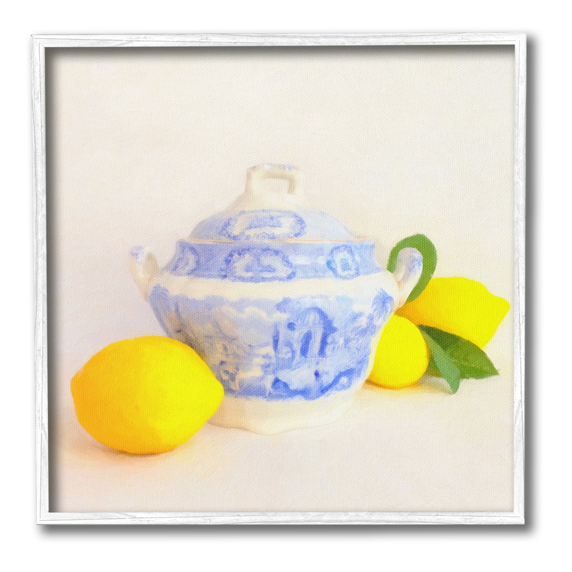 Stupell Industries Lemons & Ornate Pottery Food & Beverage Painting White Framed Art Print Wall Art, 24 x 24