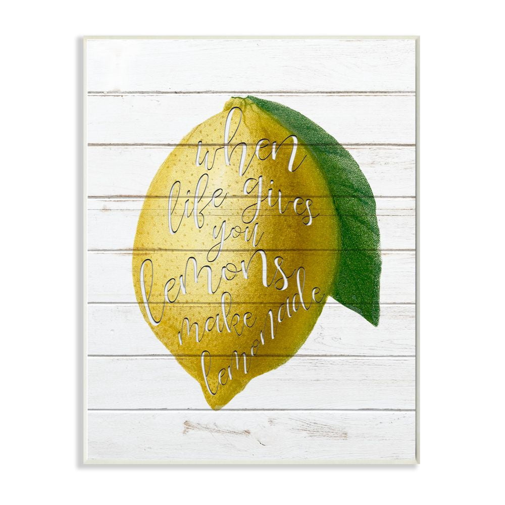 Stupell Industries Lemons To Lemonade Wood Textured Inspirational Word Design Wall Plaque by Ann Bailey, 13" x 19", Wall Plaque