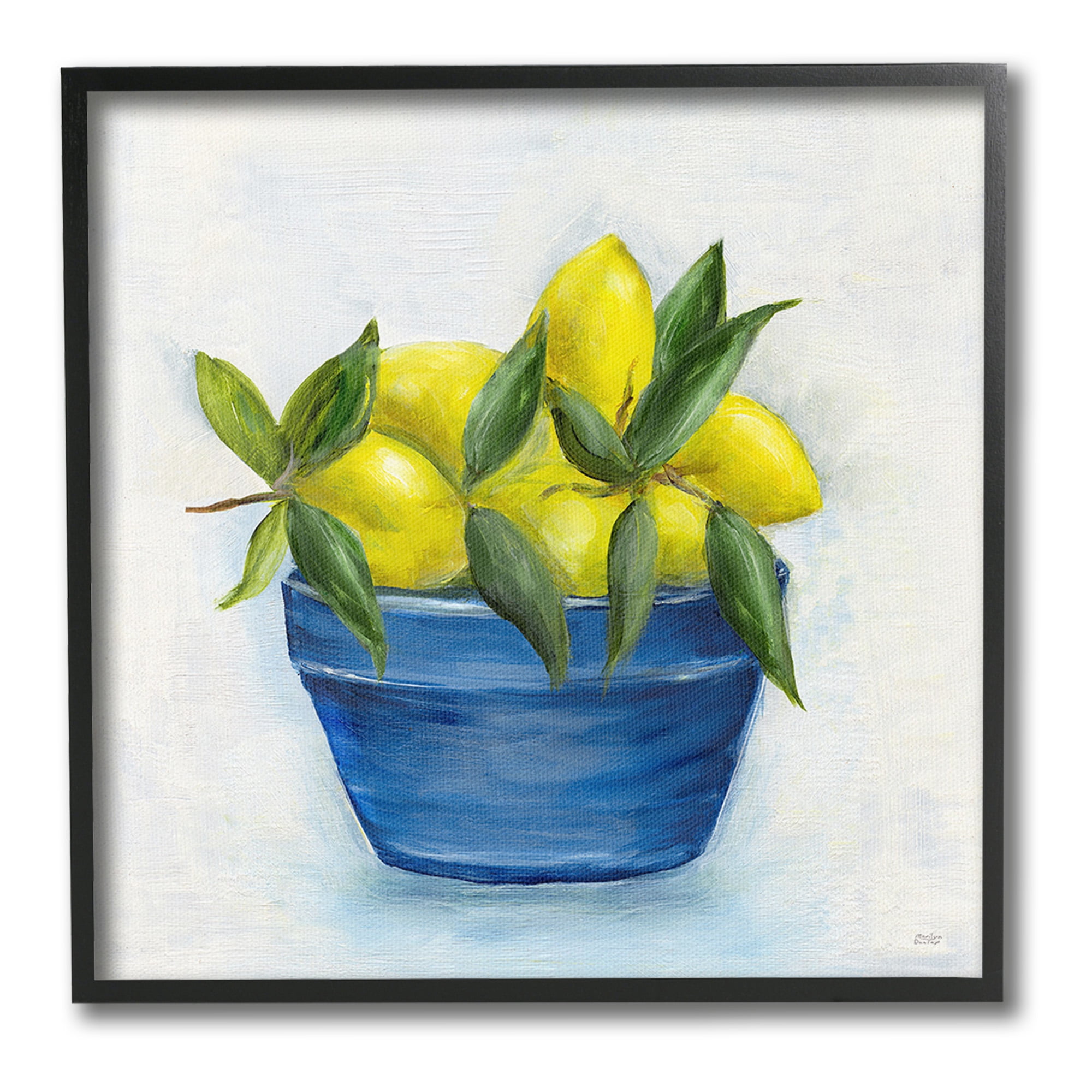 Stupell Industries Lemons in Country Bowl Food & Beverage Painting Black Framed Art Print Wall Art, 24 x 24