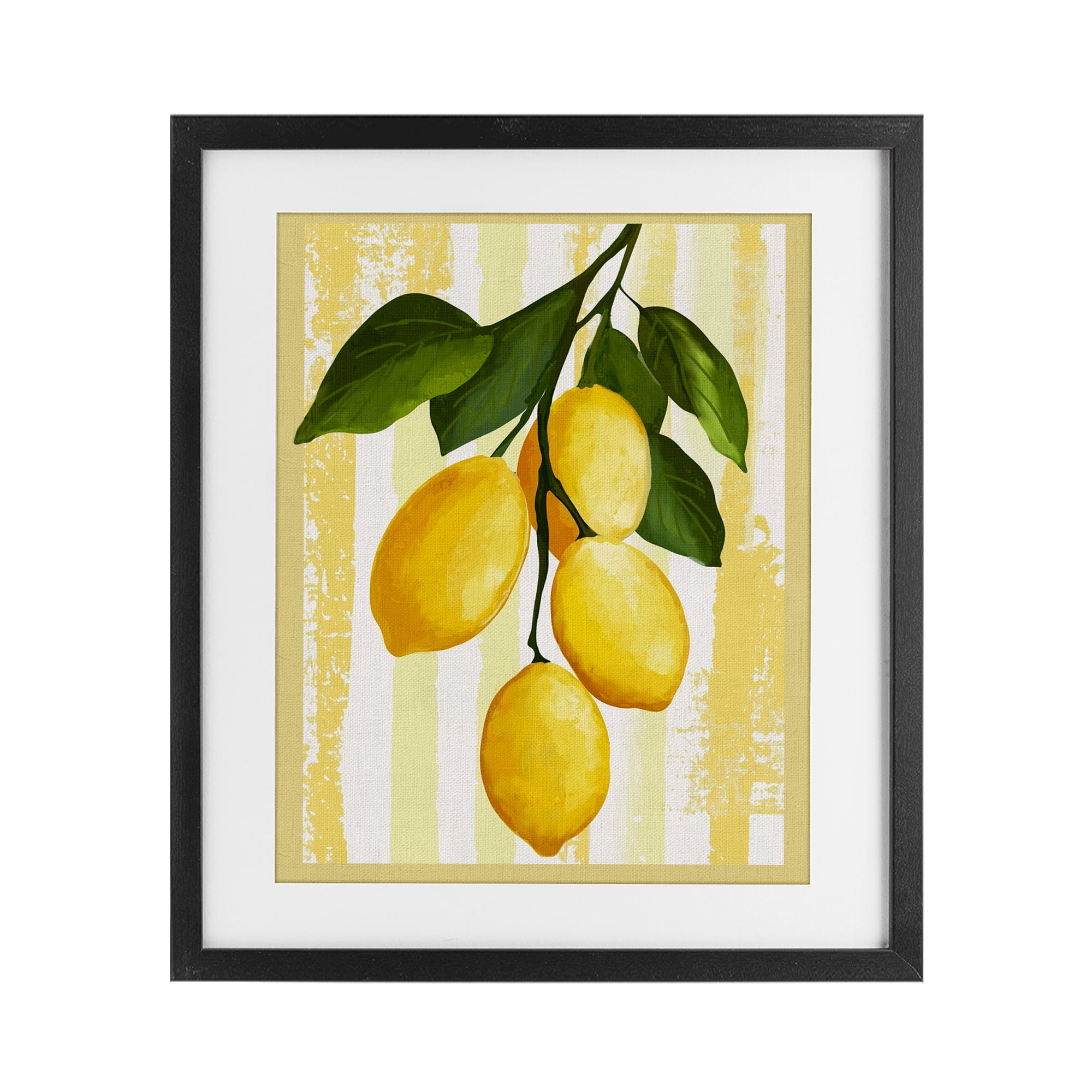 Stupell Industries Lemons on Green Branch Black Framed Print Under Glass, design by Yen