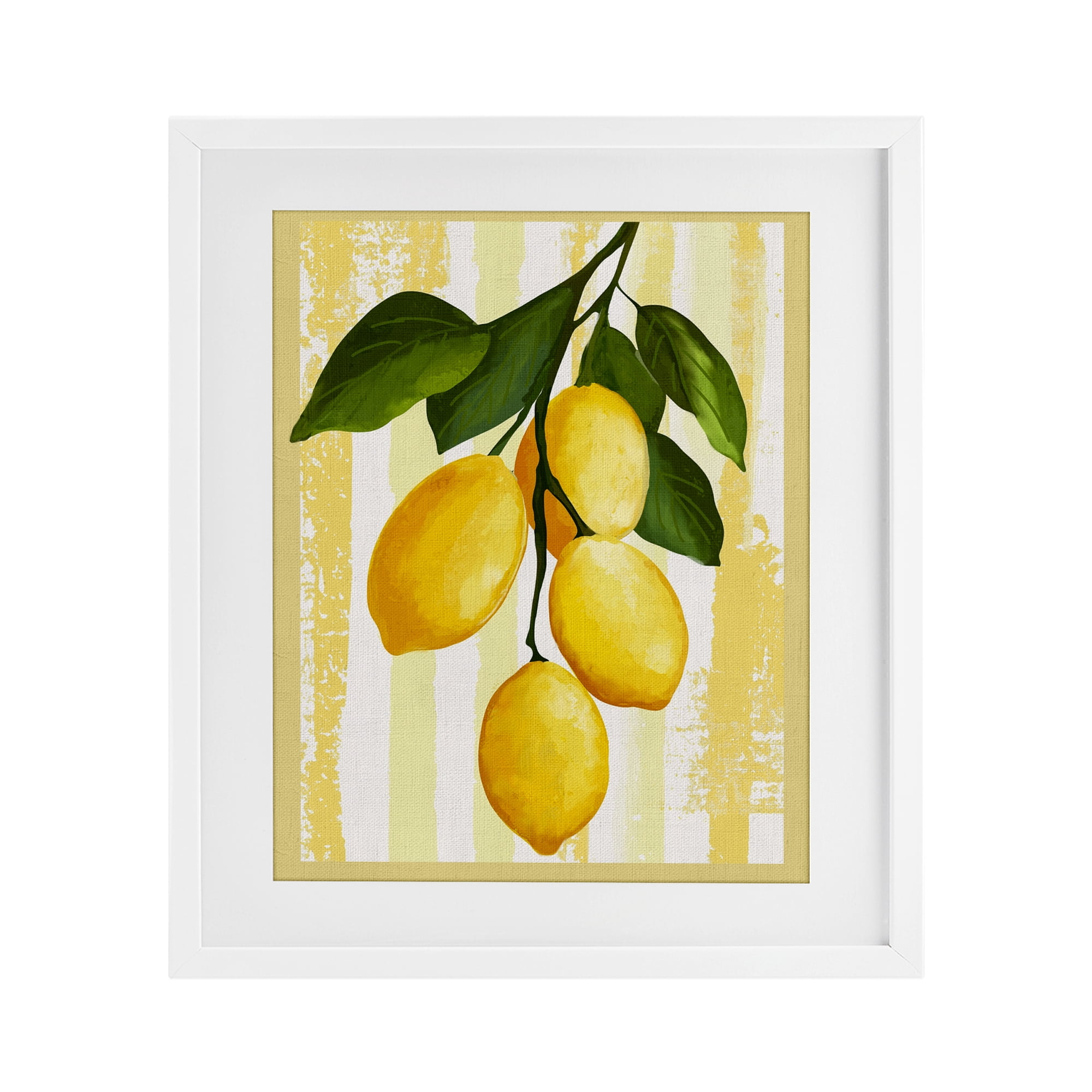 Stupell Industries Lemons on Green Branch White Framed Print Under Glass, design by Yen