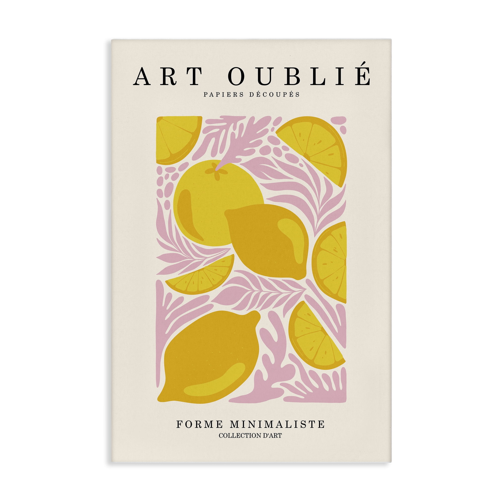 Stupell Industries Lemons on Pink Florals Food & Beverage Painting Wrapped Canvas Art Print Wall Art, 30 x 45