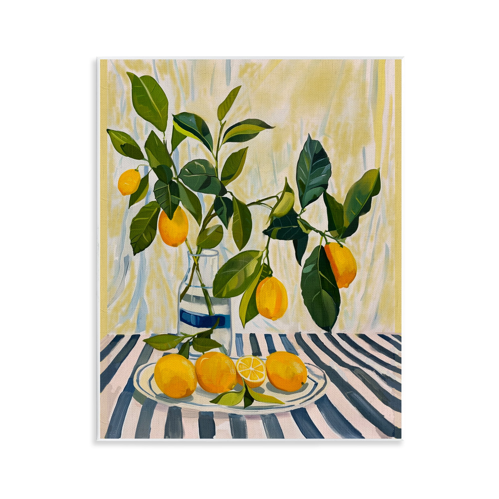 Stupell Industries Lemons on Striped Tablecloth Wall Plaque Art, design by Yen