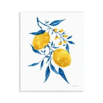 Stupell Industries Lemons with Blue Leaves Food & Beverage Painting Unframed Art Print Wall Art, 11 x 14