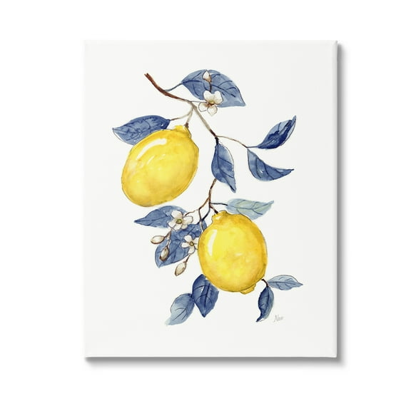 Stupell Industries Lemons with Flower Buds Food & Beverage Painting Gallery Wrapped Canvas Art Print Wall Art, 16 x 20