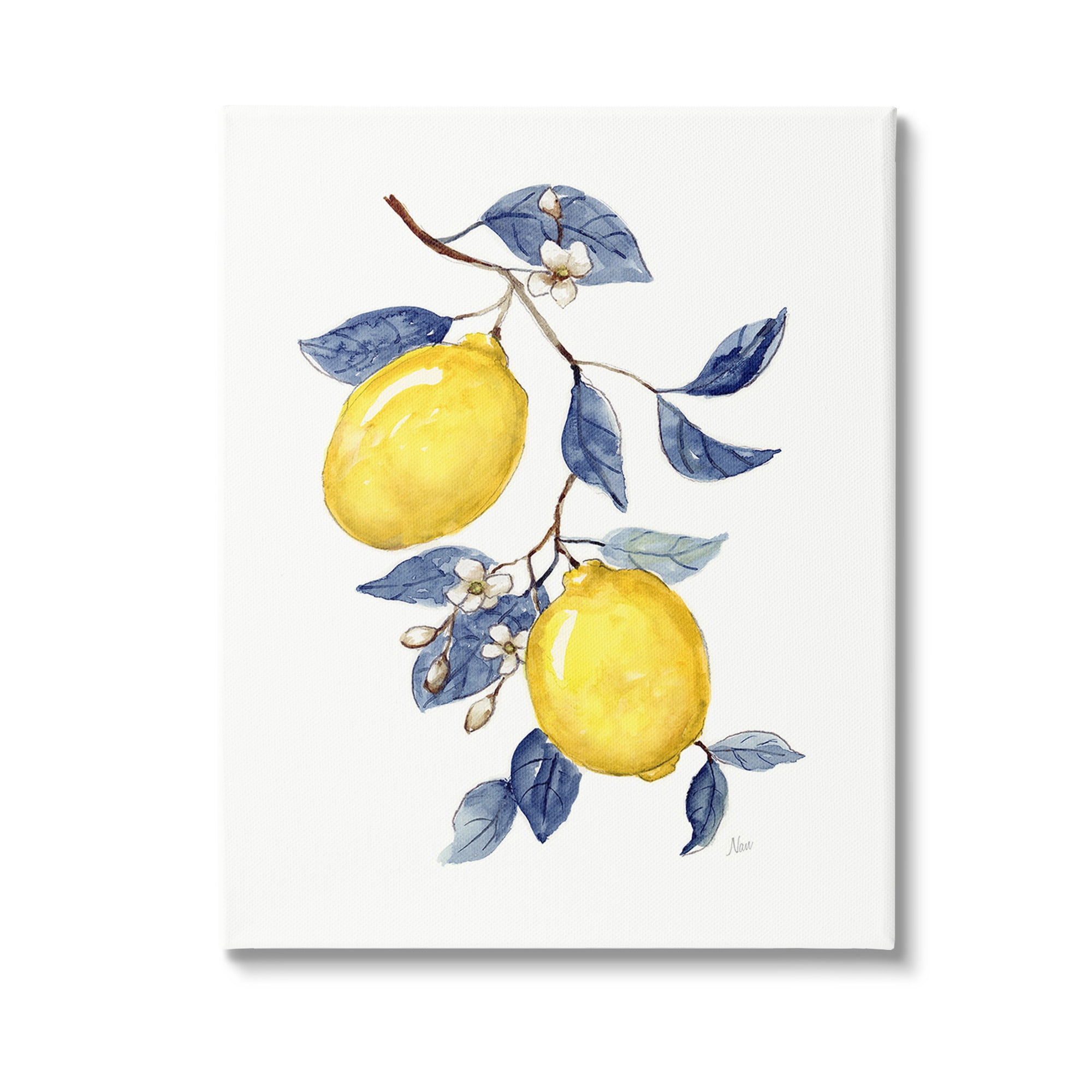 Stupell Industries Lemons with Flower Buds Food & Beverage Painting Gallery Wrapped Canvas Art Print Wall Art, 30 x 40