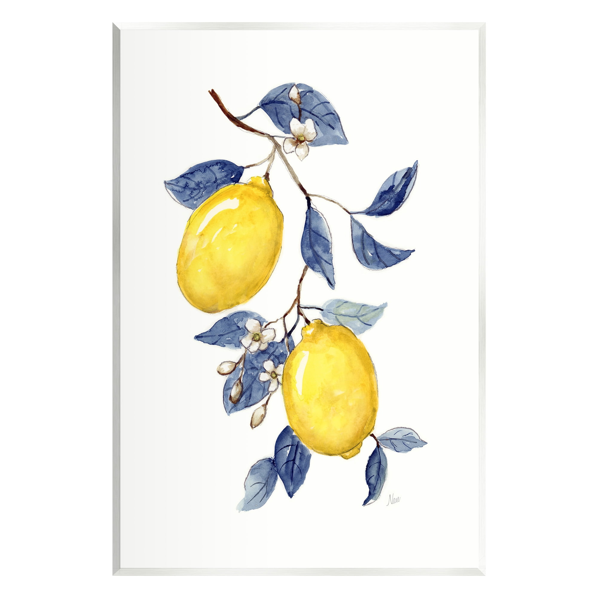 Stupell Industries Lemons with Flower Buds Food & Beverage Painting Unframed Art Print Wall Art, 13 x 19