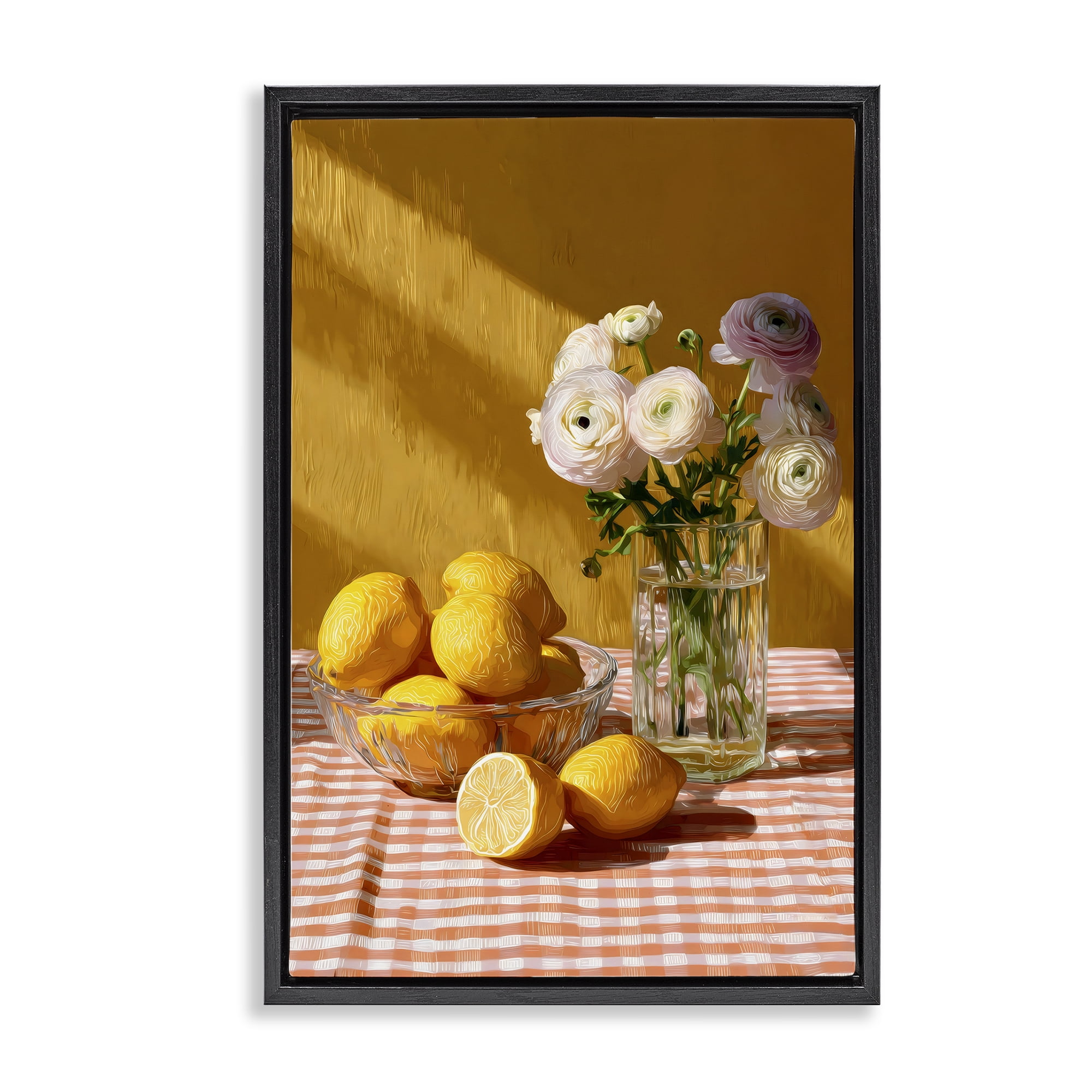 Stupell Industries Lemony Breakfast Arrangement Black Framed Floater Canvas Wall Art, design by Petal Prints Design