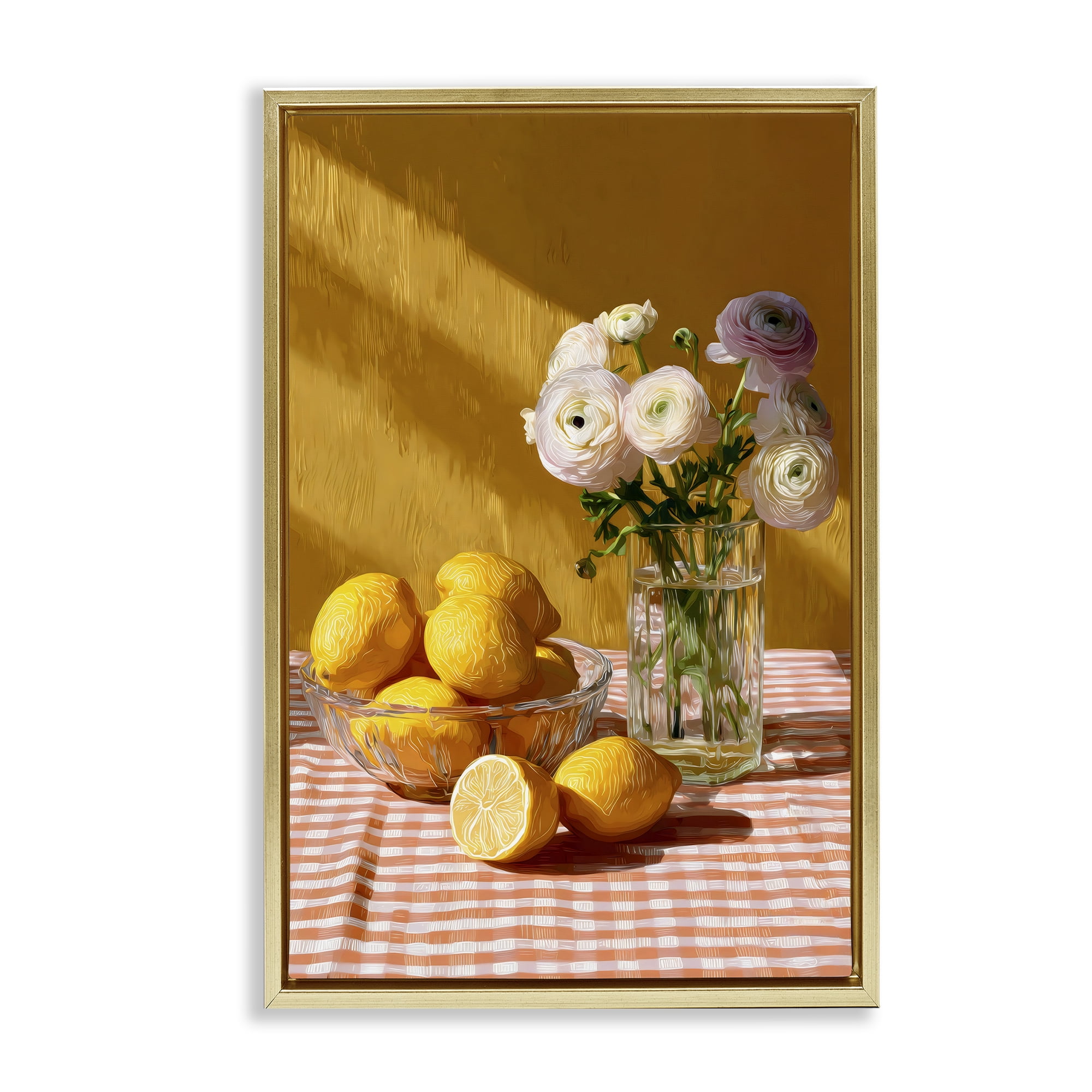 Stupell Industries Lemony Breakfast Arrangement Gold Framed Floater Canvas Wall Art, design by Petal Prints Design