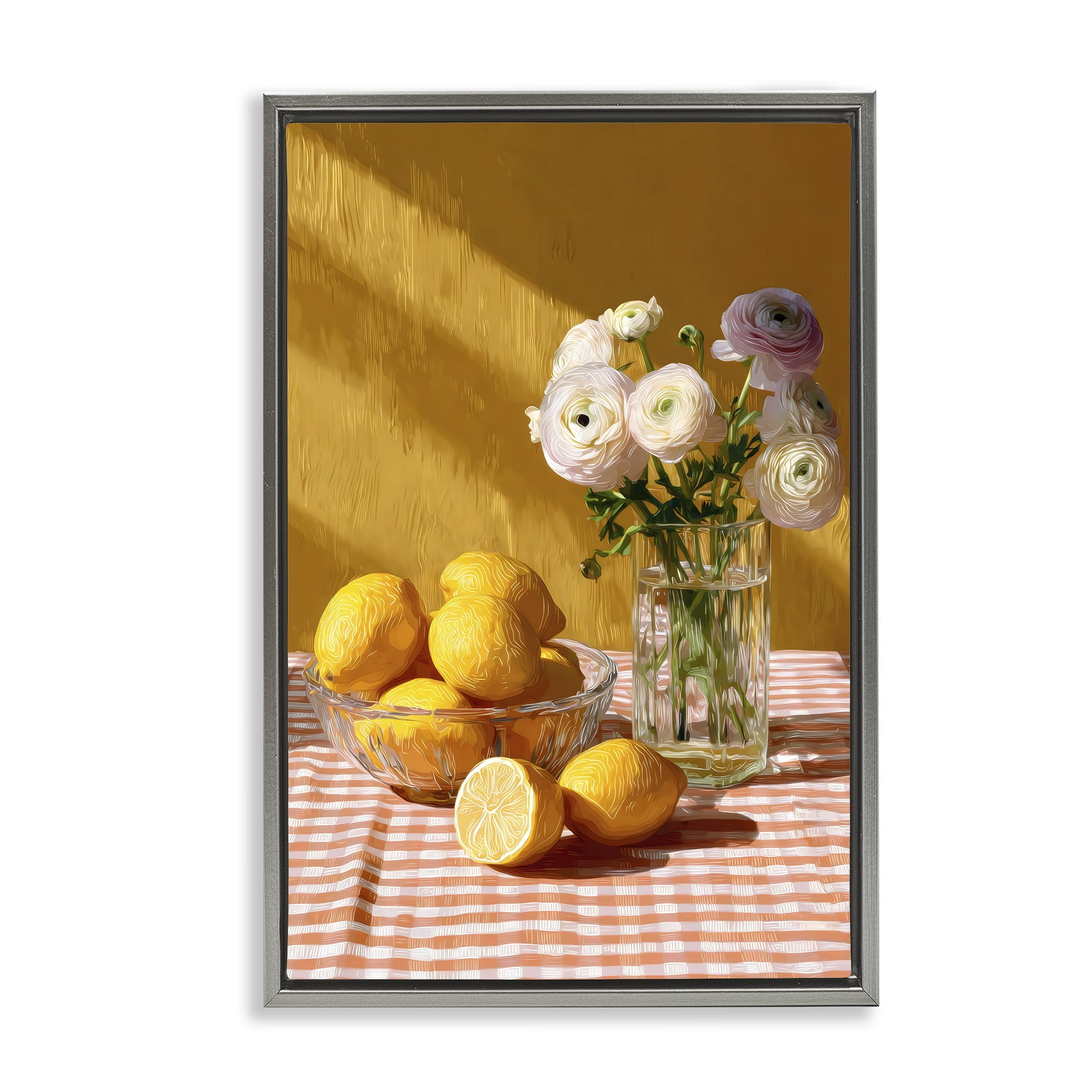 Stupell Industries Lemony Breakfast Arrangement Gray Framed Floater Canvas Wall Art, design by Petal Prints Design