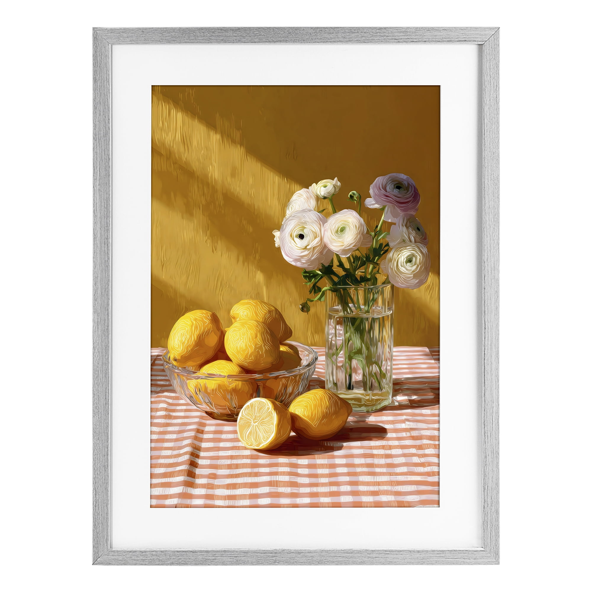 Stupell Industries Lemony Breakfast Arrangement Gray Framed Print Under Glass, design by Petal Prints Design