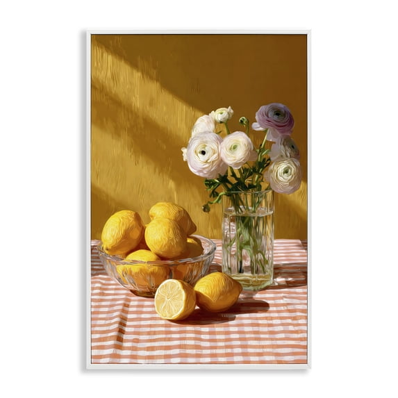 Stupell Industries Shabby Chic Lemony Breakfast Arrangement White Framed Giclee Art, 16 x 24, by Petals Prints Design
