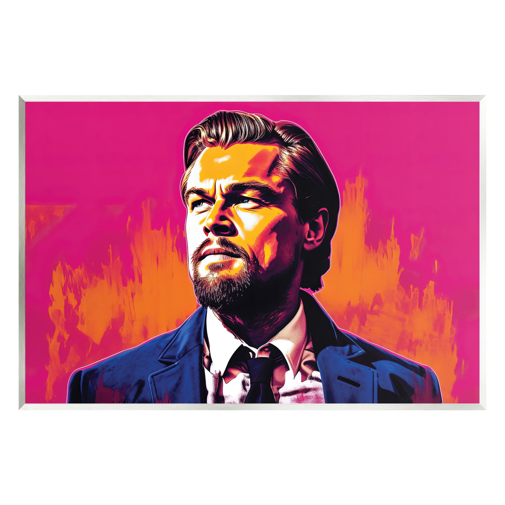 Stupell Industries Leonardo DiCaprio on Pink Abstract Painting Unframed Art Print Wall Art, 15 x 10