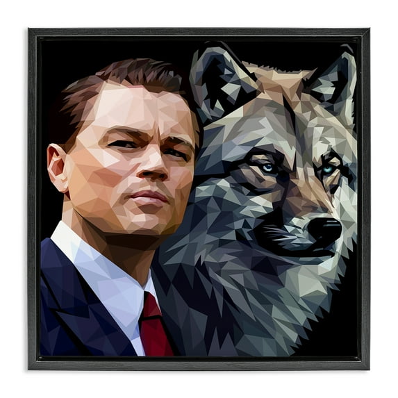 Stupell Industries Leonardo with Wolf People Painting Black Floater Framed Canvas Art Print Wall Art, 25 x 25