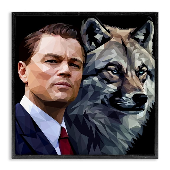Stupell Industries Leonardo with Wolf People Painting Black Framed Art Print Wall Art, 24 x 24