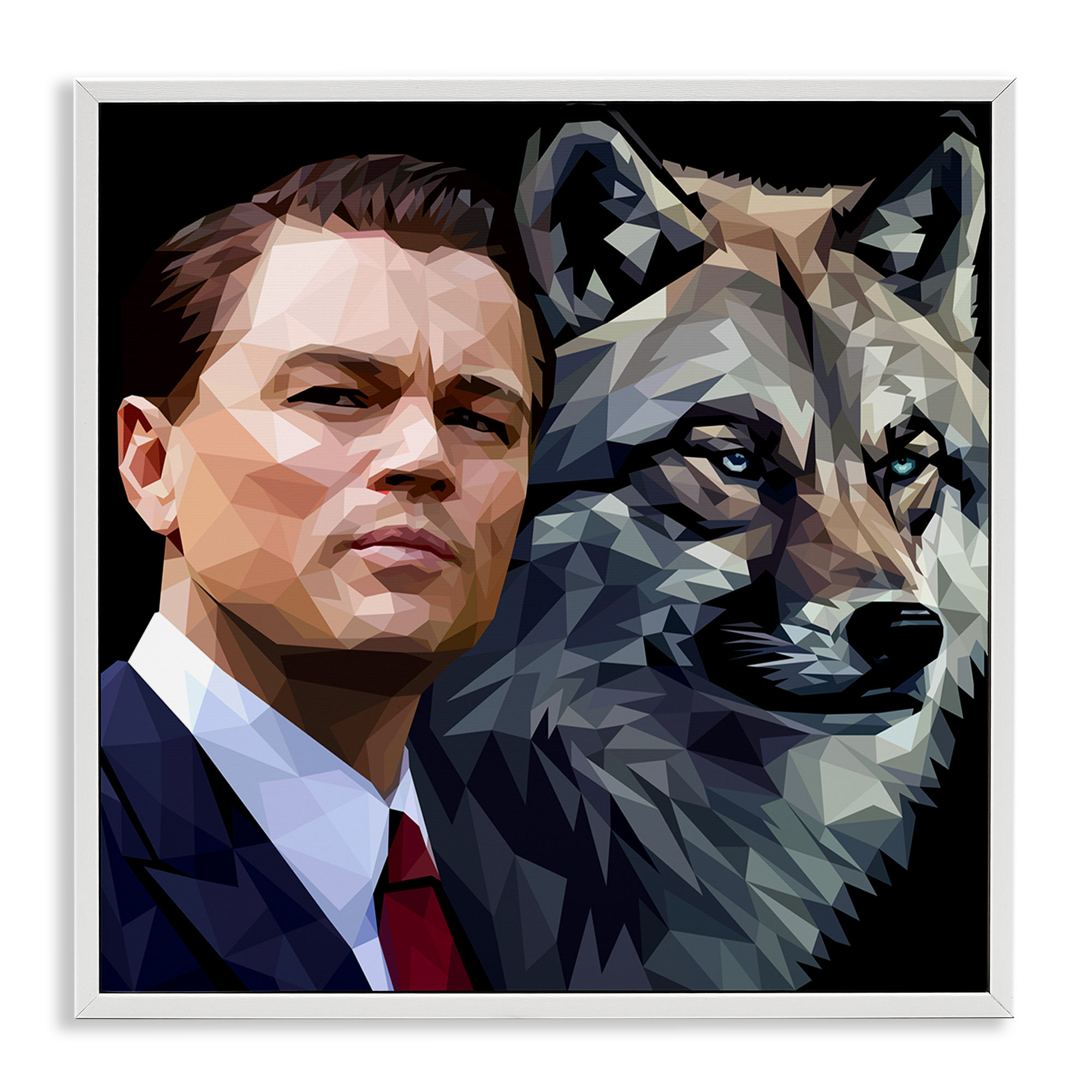 Stupell Industries Leonardo with Wolf People Painting White Framed Art Print Wall Art, 17 x 17