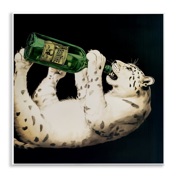 Stupell Industries Leopard Absinthe Bottle Animals Painting Unframed Art Print Wall Art, 12 x 12
