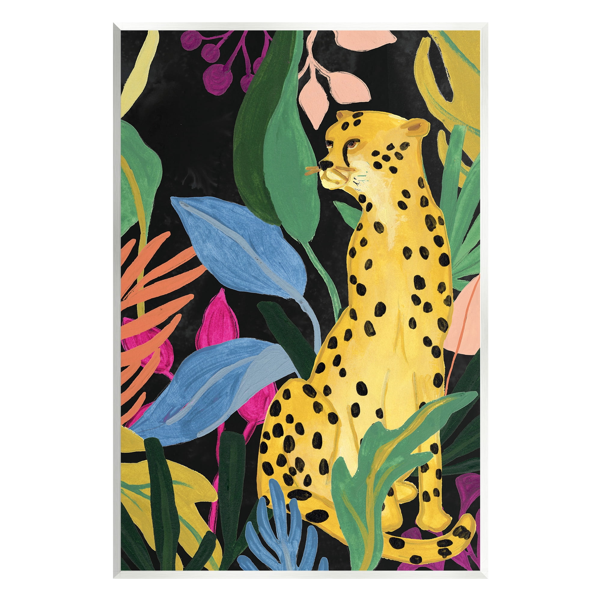 Stupell Industries Leopard Among Plant Leaves Animals & Insects Painting Unframed Art Print Wall Art, 13 x 19