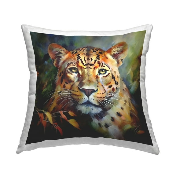 Stupell Industries Leopard Face Portrait Decorative Printed Throw Pillow Design by Noah Bay.